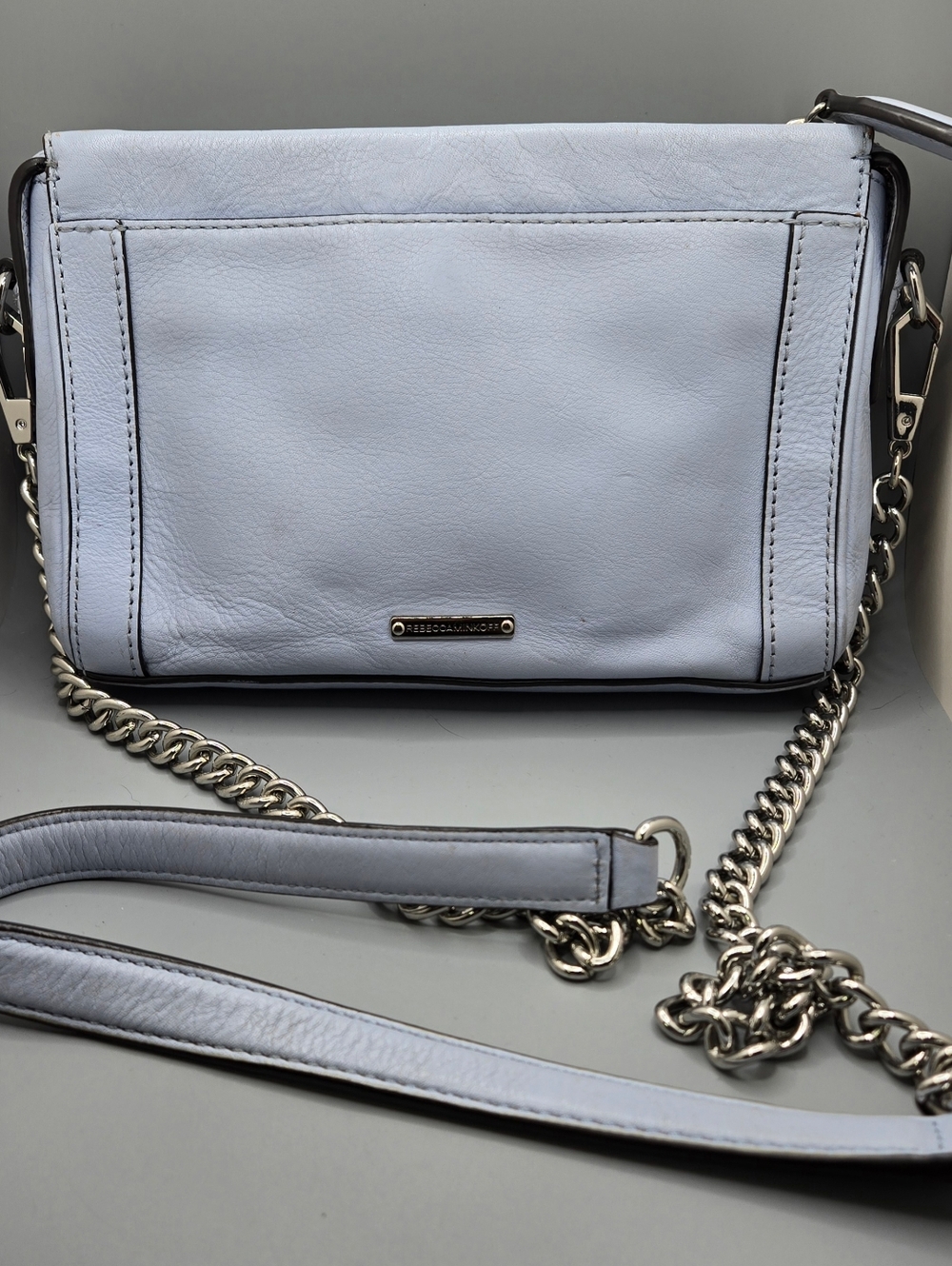Rebecca Minkoff Pale Blue Leather Crossbody w/ Silver Tone Hardware